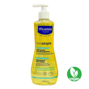 Mustela Stelatopia Cleansing Oil with organic sunflower oil 500ml is a 2-in-1 cleanser for babies