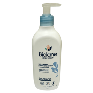 Gentle 2-in-1 Biolane Expert Body and Hair Cleansing Gel for baby's delicate skin and hair in a 500ml bottle