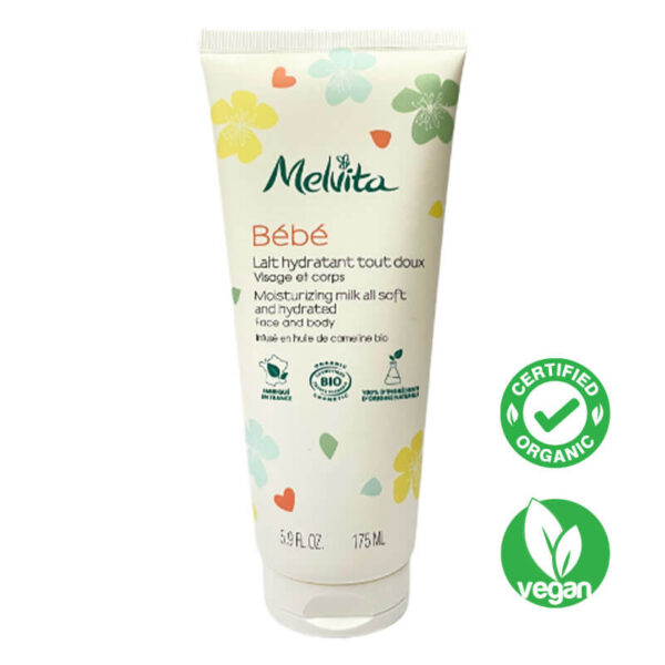 Melvita Organic Baby Moisturising Milk All Soft Face & Body 175ml Intensely moisturizes baby’s face& body