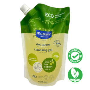 Mustela Organic Cleansing Gel Eco-Refill – Fragrance-Free 400ml cleanses and nourishes the skin