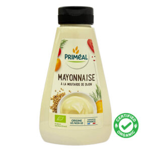 Experience an explosion of flavor with Primeal Organic Mayonnaise, blended with zesty Dijon mustard to elevate your salads and snacks.