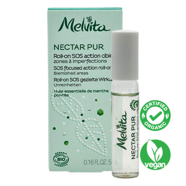 Melvita Nectar Pur SOS Roll-On is an organic solution for tackling blemishes effectively.